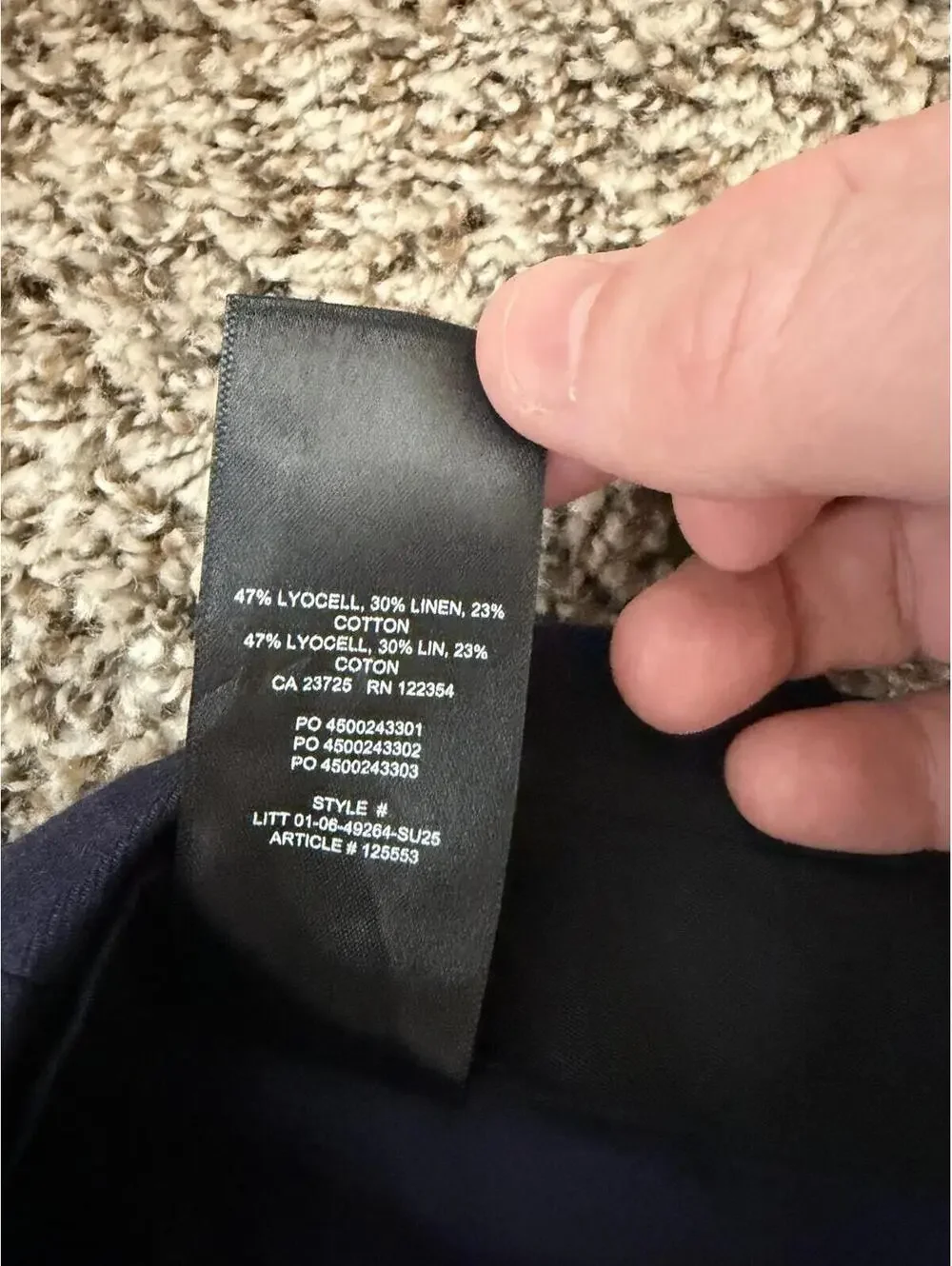 Aritzia Babaton Linen Blend Navy Blue Wide Leg Dress Pants Women’s Size 0